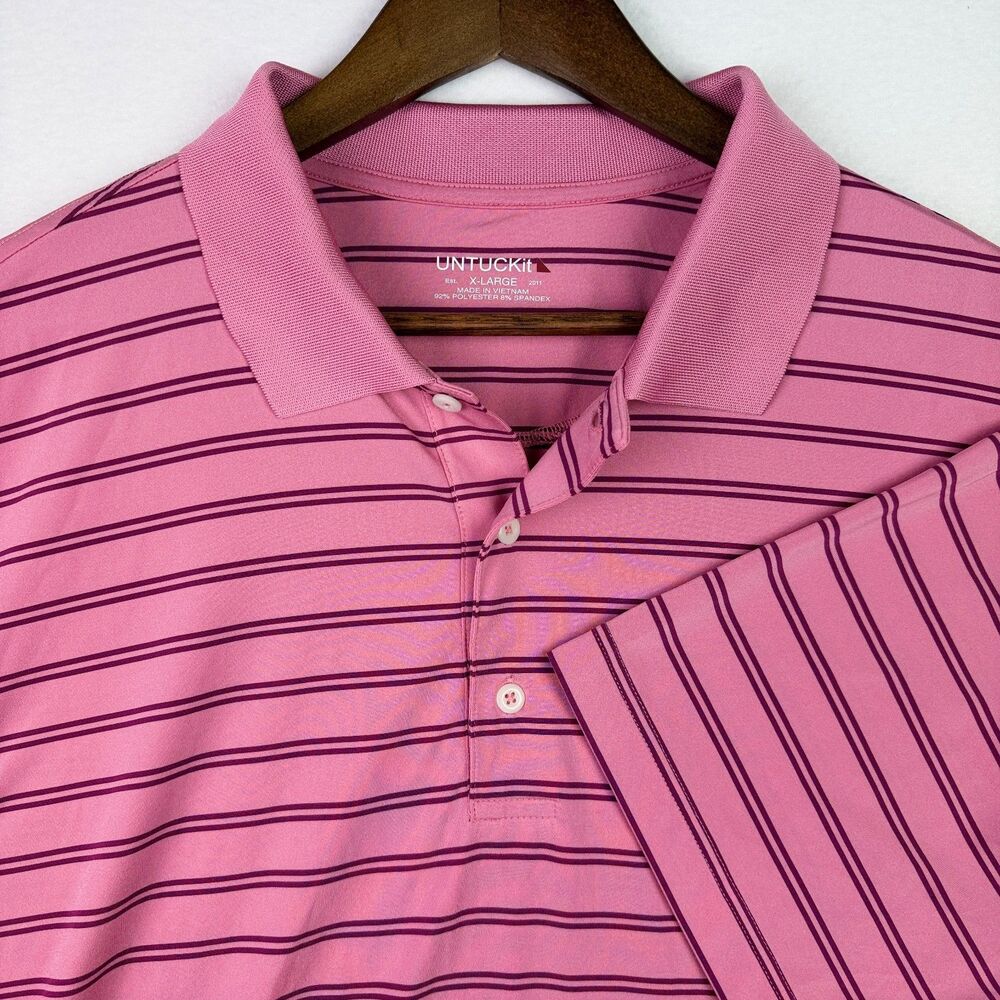 UNTUCKit Pink Stripe Polo XL